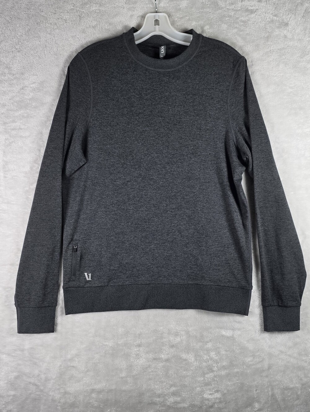 Vuori Ponto Performance Crew Men Small Heather Dark Gray Dreamknit Pullover NWOT
